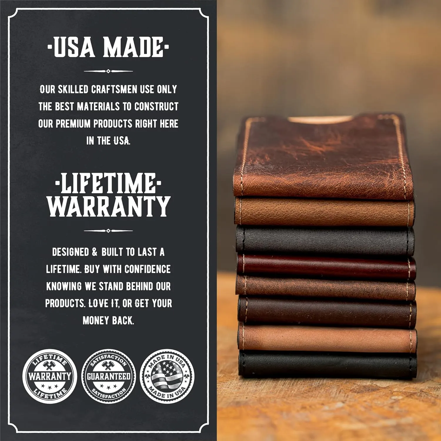 Front Pocket Slim Bifold Wallet for Men | Made in USA | Premium Full Grain Leather Men’s Wallet with Minimalist Design | Bootlegger Brown