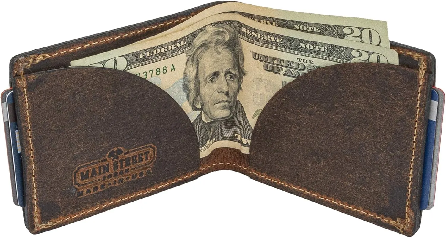 Front Pocket Slim Bifold Wallet for Men | Made in USA | Premium Full Grain Leather Men’s Wallet with Minimalist Design | Bootlegger Brown