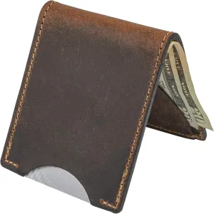 Front Pocket Slim Bifold Wallet for Men | Made in USA | Premium Full Grain Leather Men’s Wallet with Minimalist Design | Bootlegger Brown
