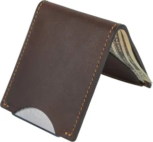 Front Pocket Slim Bifold Wallet for Men | Made in USA | Premium Full Grain Leather Men’s Wallet with Minimalist Design | Chocolate Brown