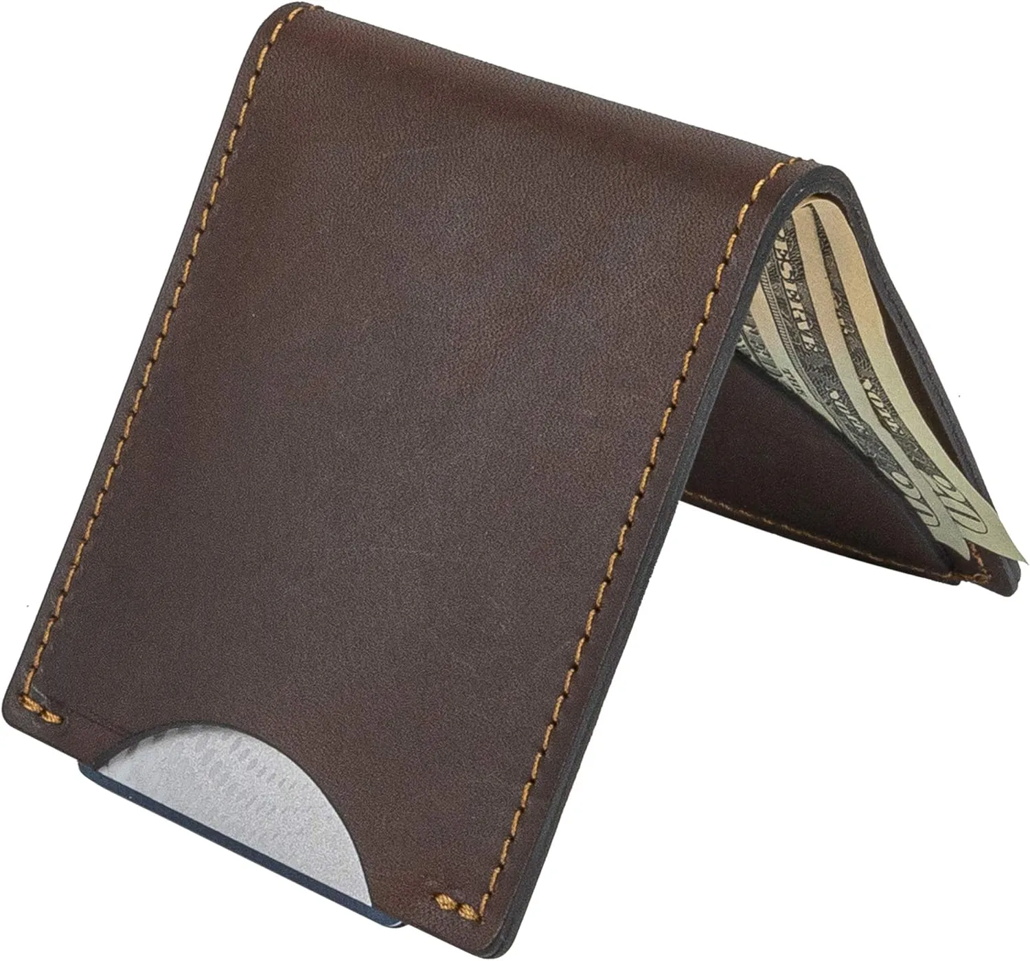 Front Pocket Slim Bifold Wallet for Men | Made in USA | Premium Full Grain Leather Men’s Wallet with Minimalist Design | Chocolate Brown