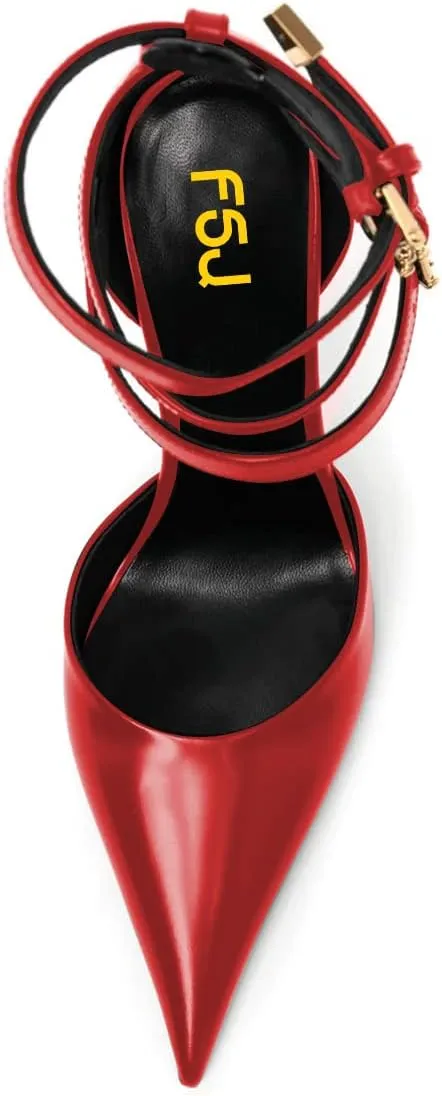 FSJ Women Pointed Toe Adjustable Ankle Straps Sandals Special High Heel Ladies Summer Party Dating Daily Shoes Size 4-15 US