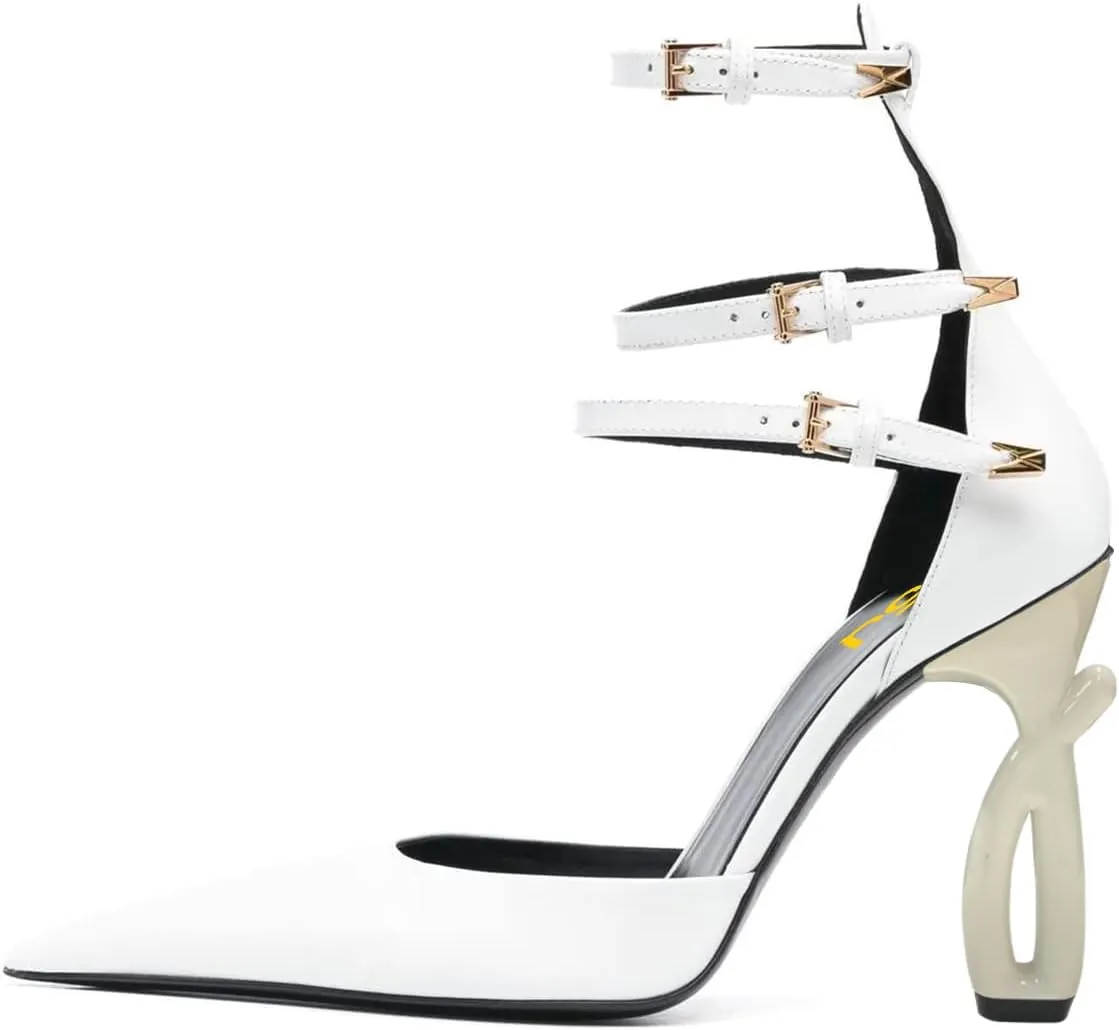 FSJ Women Pointed Toe Adjustable Ankle Straps Sandals Special High Heel Ladies Summer Party Dating Daily Shoes Size 4-15 US