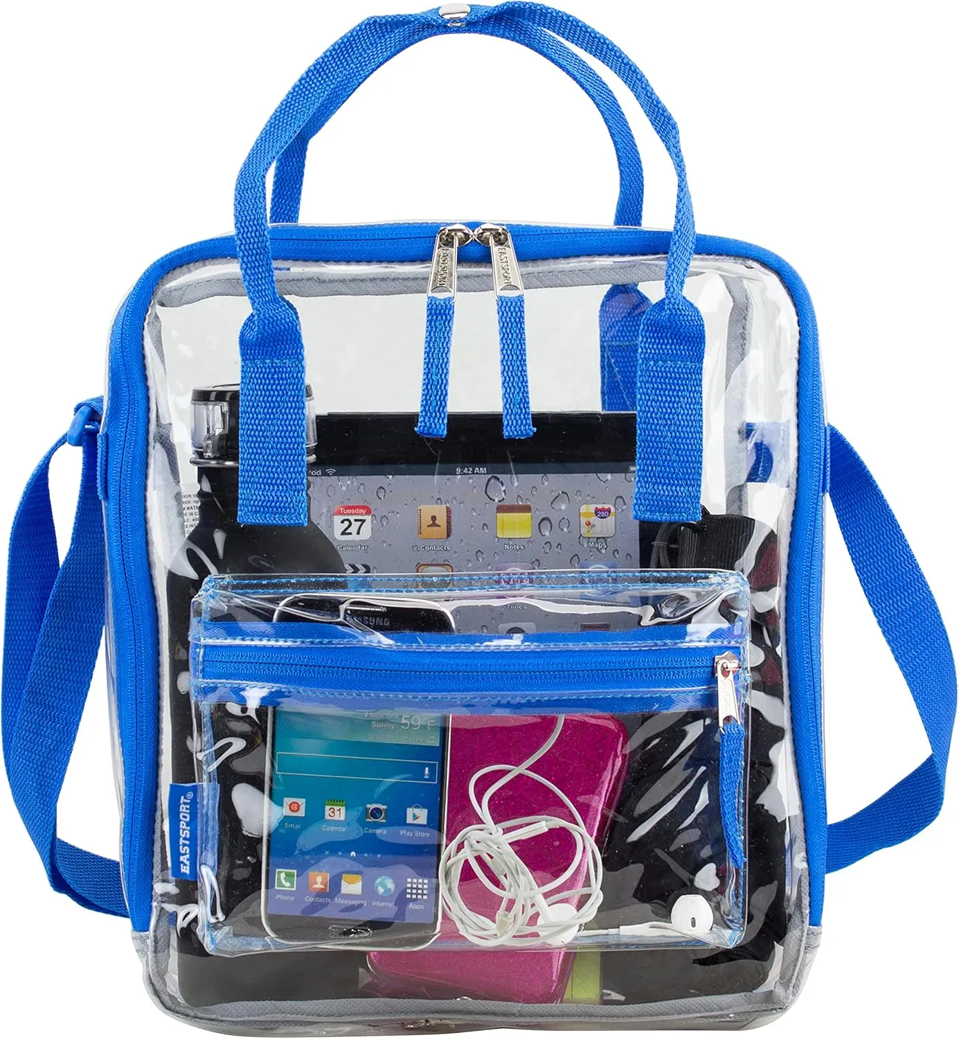 FUEL Clear Stadium Tote Bag with Adjustable Shoulder/Crossbody Strap - 100% Transparent