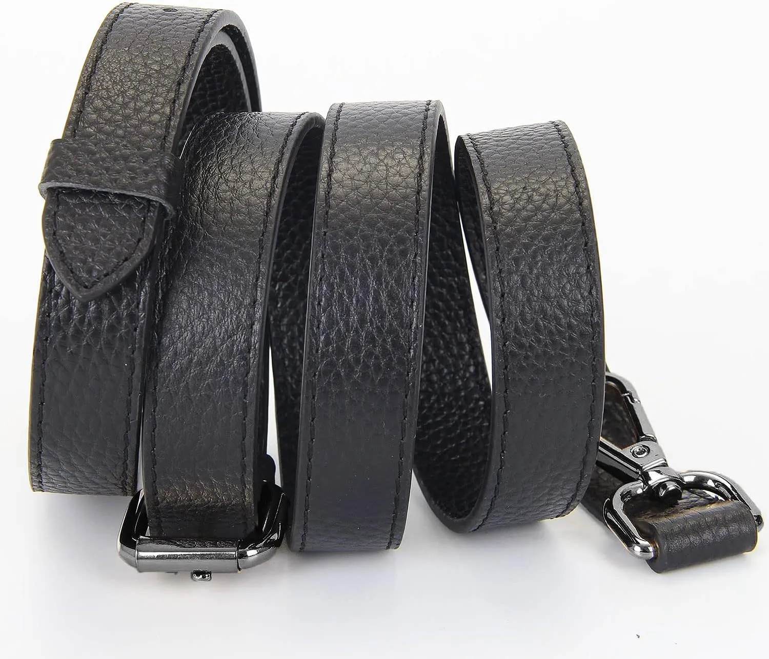 Full Grain Leather Adjustable Replacement Cross Body Purse Shoulder Strap Handbag Bag Wallet, 2/3” Wide(Black-Gun Lock)