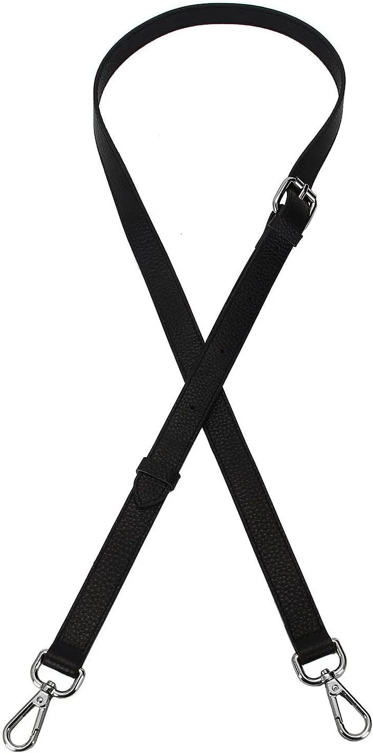 Full Grain Leather Adjustable Replacement Cross Body Purse Shoulder Strap Handbag Bag Wallet, 2/3” Wide(Black-Gun Lock)