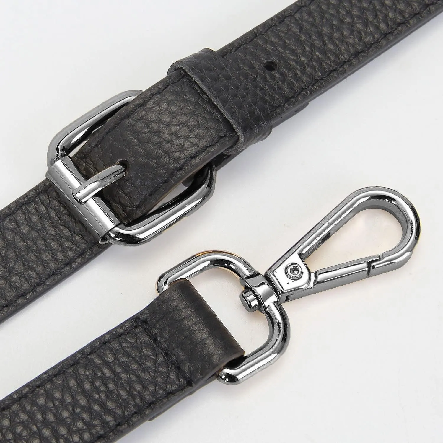 Full Grain Leather Adjustable Replacement Cross Body Purse Shoulder Strap Handbag Bag Wallet, 2/3” Wide(Black-Gun Lock)