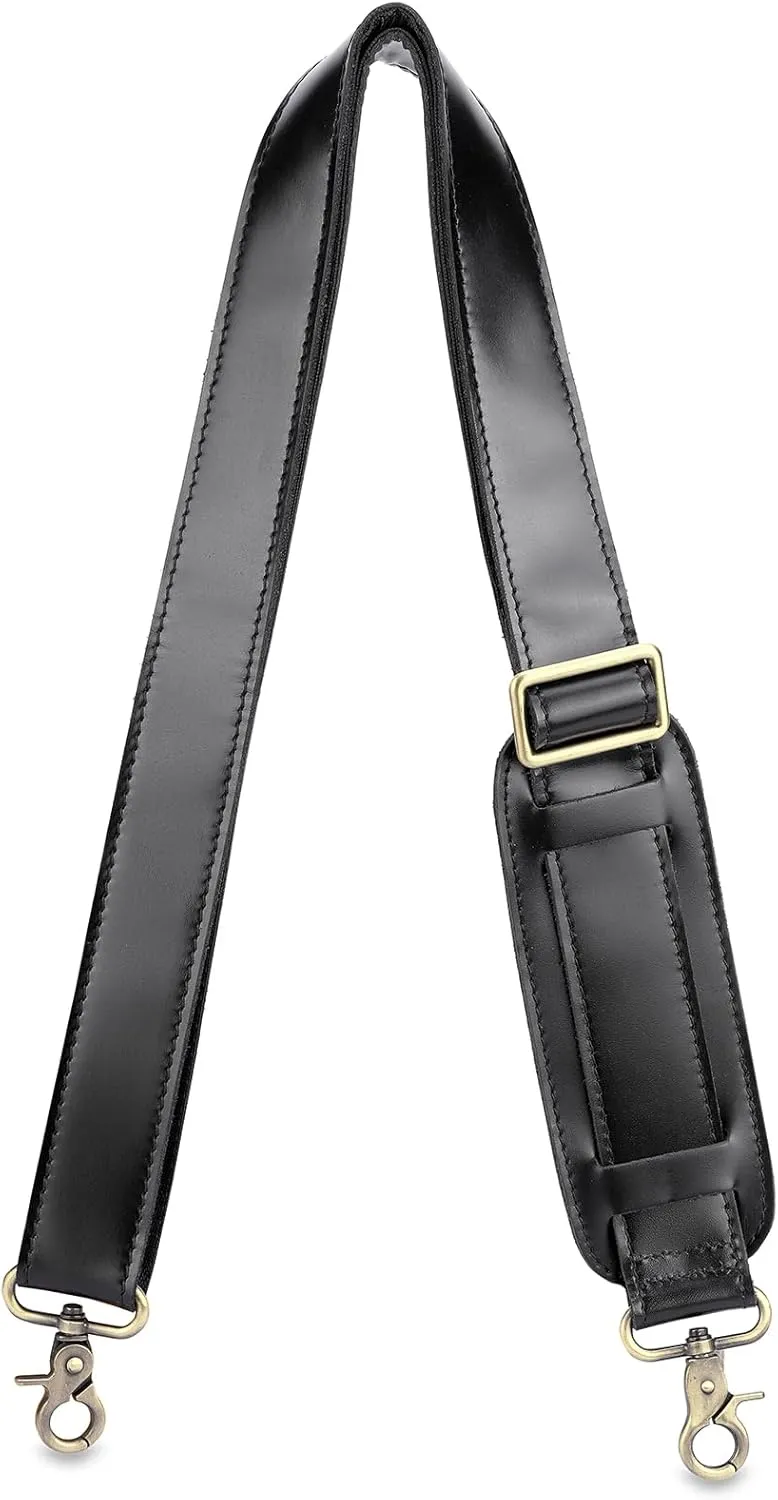 Full Grain Leather Bag Strap Replacement - Adjustable Shoulder Strap for Messenger Briefcase Duffle Crossbody Bags