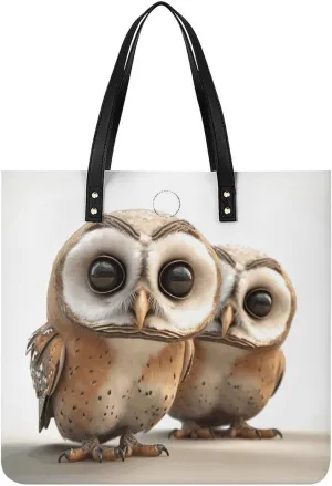 Funny Owl Large Leather Handbags Women Fashion Handbag Multifunctional Travel Bag It Is A Great Gift for Mothers, Teachers, Friends, Bridesmaids