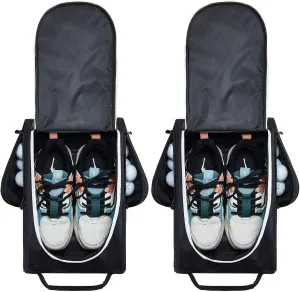 Funtery 2 Pcs Golf Shoe Bag for Travel Zippered Sports Shoe Carrier Tote Bags Golf Accessories with Ventilation Outside Pocket for Balls Tees Socks Accessories Men Women