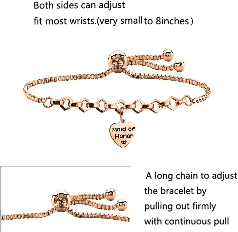 FUSTMW Bridesmaid Jewelry Gift Maid of Honor Bracelet Matron of Honor Bangle Wedding Gift For Bridesmaids
