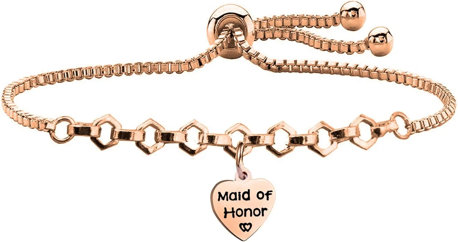 FUSTMW Bridesmaid Jewelry Gift Maid of Honor Bracelet Matron of Honor Bangle Wedding Gift For Bridesmaids