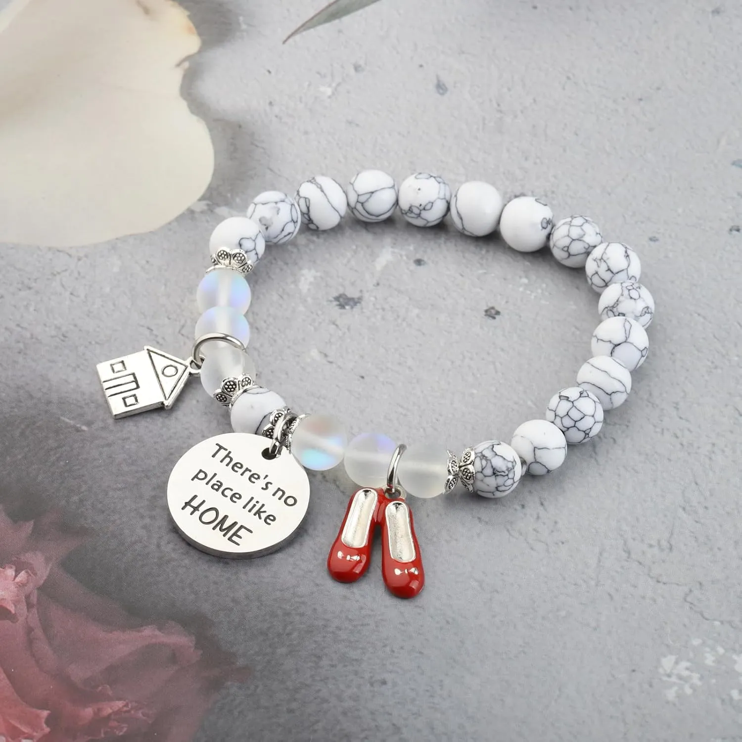 FUSTMW Red Shoe Bracelet Do-roth Gifts Red Slippers Jewelry Movie Fans Inspired Gifts Wand Charm
