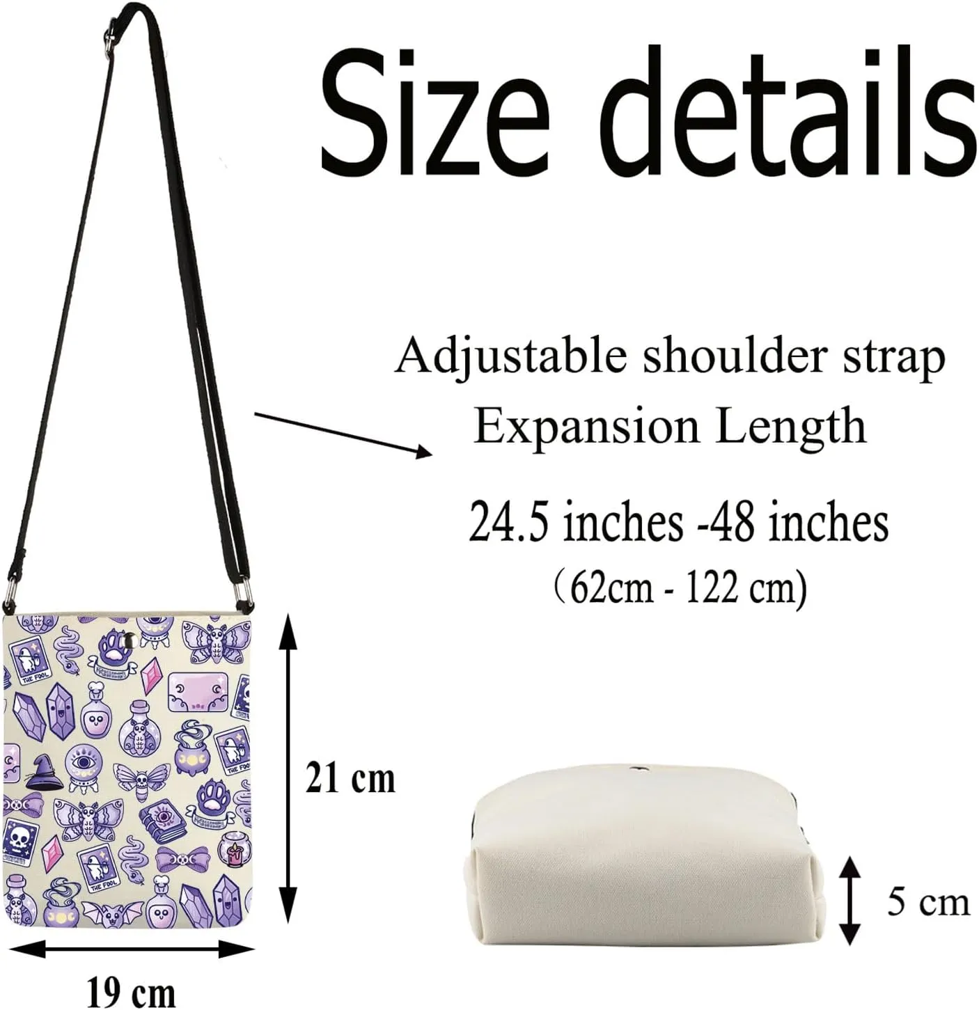 FUSTMW Witch Crossbody Bag - Lover Gifts for Witches - Cross Body Bucket Bag with Adjustable Shoulder Strap