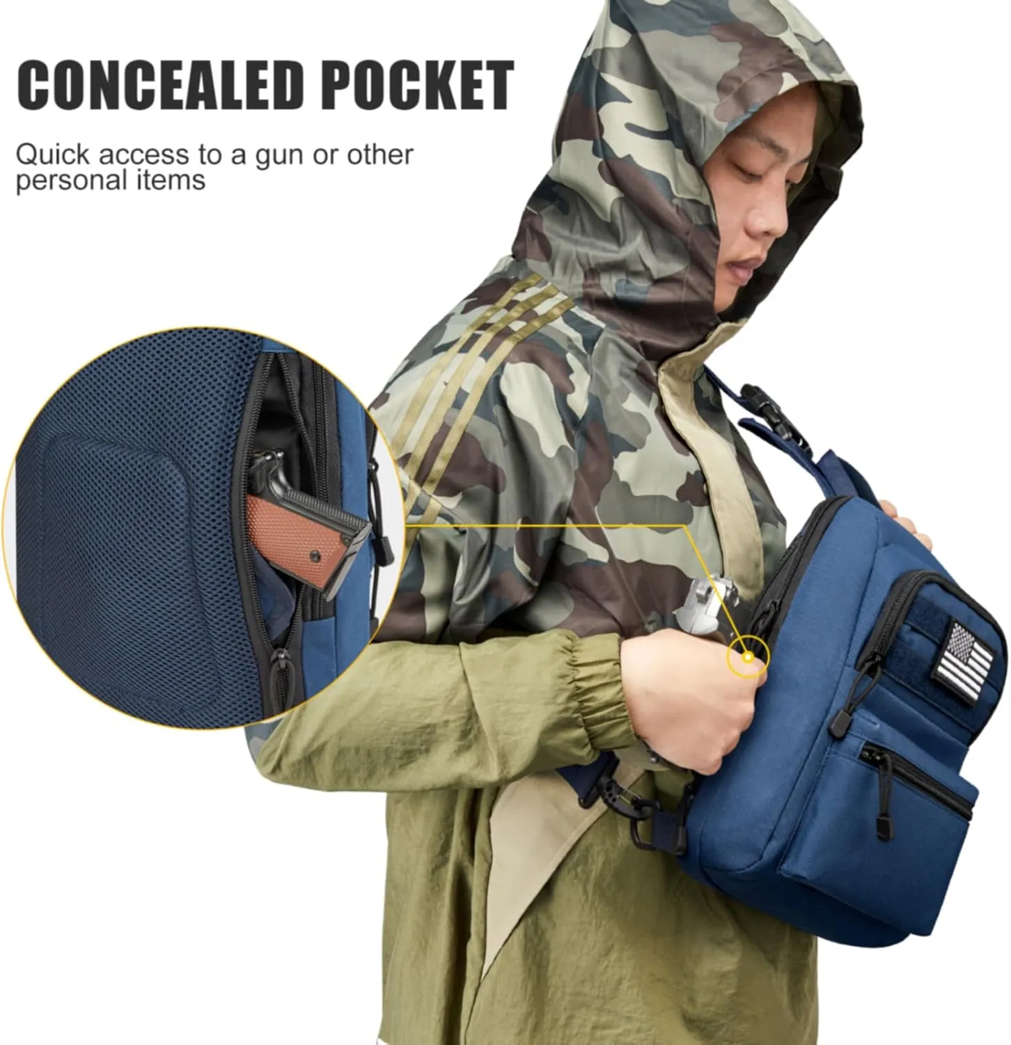 G4Free Tactical Sling Bag Backpack EDC Concealed Carry Bag Military Small Crossbody Shoulder Chest Pack