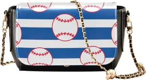 GAIGEO Baseball Pattern Leather Crossbody Purses, Leather Bags for Women Trendy, Lightweight Leather Crossbody Bag