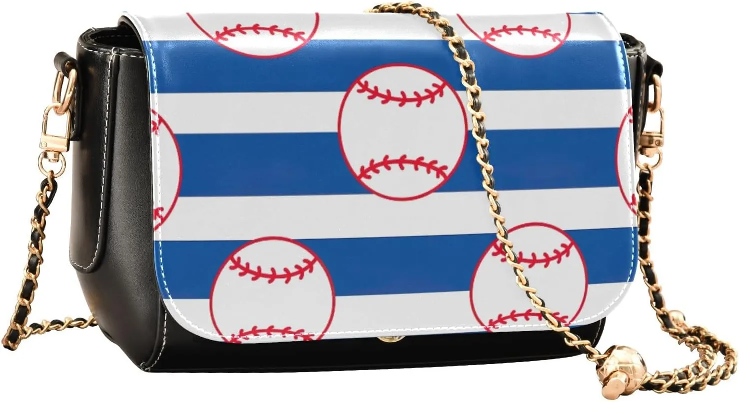 GAIGEO Baseball Pattern Leather Crossbody Purses, Leather Bags for Women Trendy, Lightweight Leather Crossbody Bag