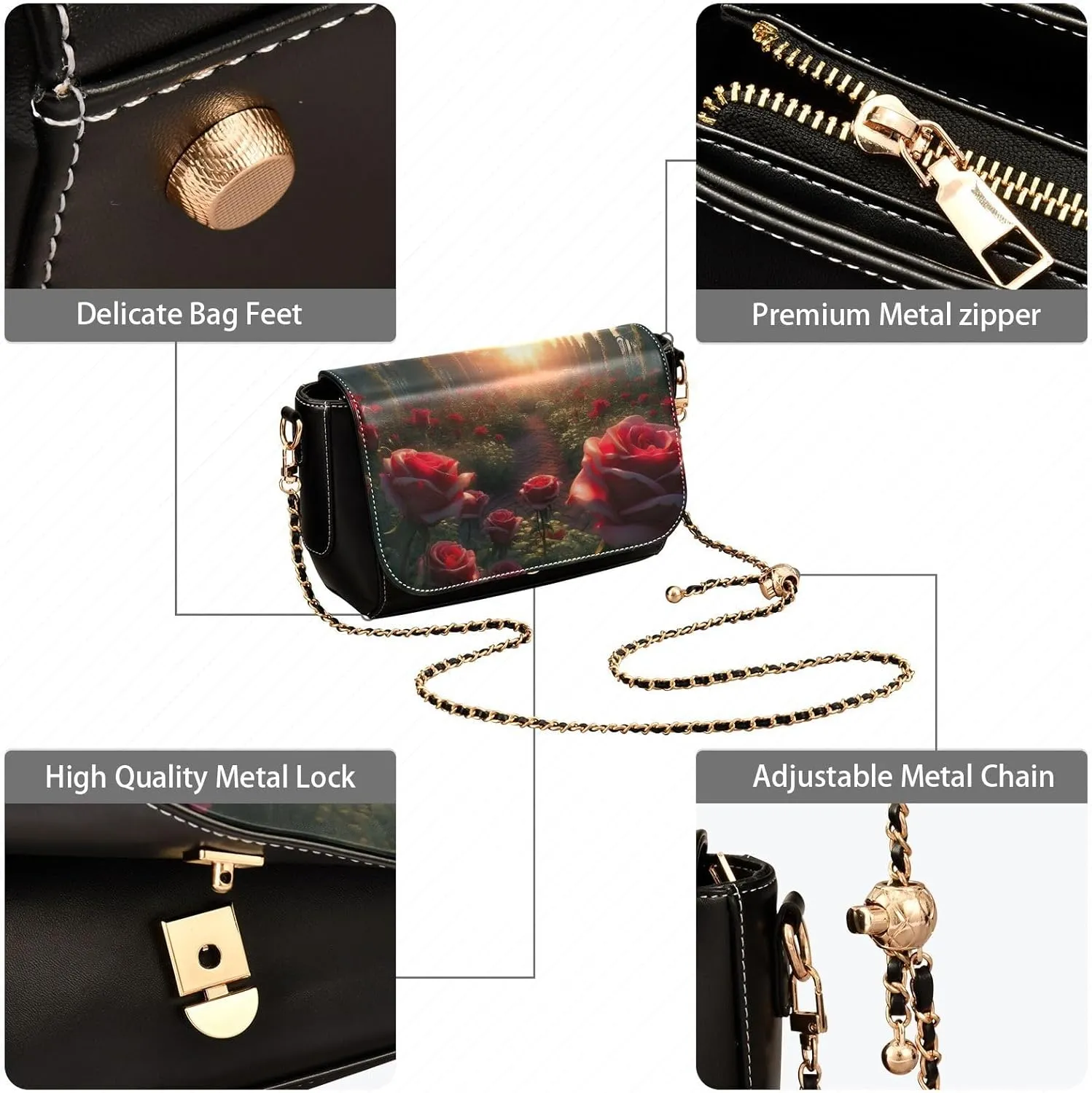 GAIGEO Bear Drink Milk Leather Crossbody Bags, Crossbody Purses for Women Leather, Leather Zipper Shoulder Bag