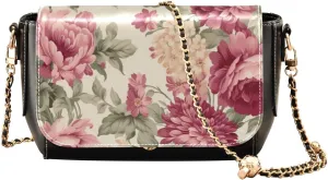 GAIGEO Beautiful Flowers and Butterflies Womens Leather Shoulder Bags, Leather Crossbody Purses, Leather Crossbody Bags
