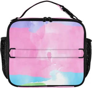 GAIGEO Watercolor Rows Patchwork Lunch Box Girls Women Lunch Bag Kids Mens Lunchbox for Work Lunchbag Cooler Bag Insulated with Adjustable Shoulder Strap