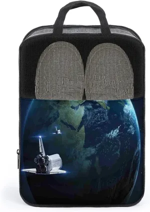 Galaxy Shoe Bags for Travel,Space Craft Travel,Outdoor Golf Shoes Bags Travel Shoes Bags Zippered Sport Shoes BagBlue Grey