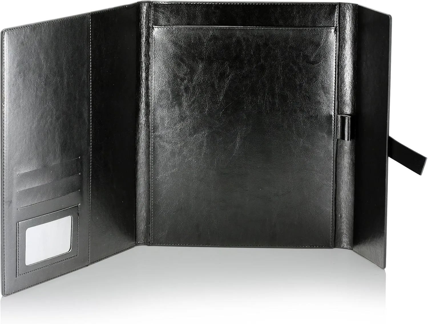 Gallaway Leather Padfolio Portfolio Folder – Slim Portfolio Folio Organizer Holder for Letter Legal A4 Note Pads Notebooks for Men Women Refillable Business Leather Portfolio Binder, Black