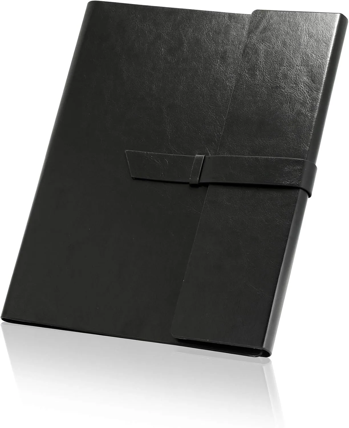 Gallaway Leather Padfolio Portfolio Folder – Slim Portfolio Folio Organizer Holder for Letter Legal A4 Note Pads Notebooks for Men Women Refillable Business Leather Portfolio Binder, Black