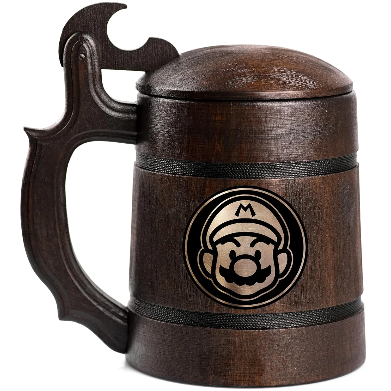 Game Wooden Beer Mug, Personalized Super Smash Bros Beer Stein, Wooden Tankard