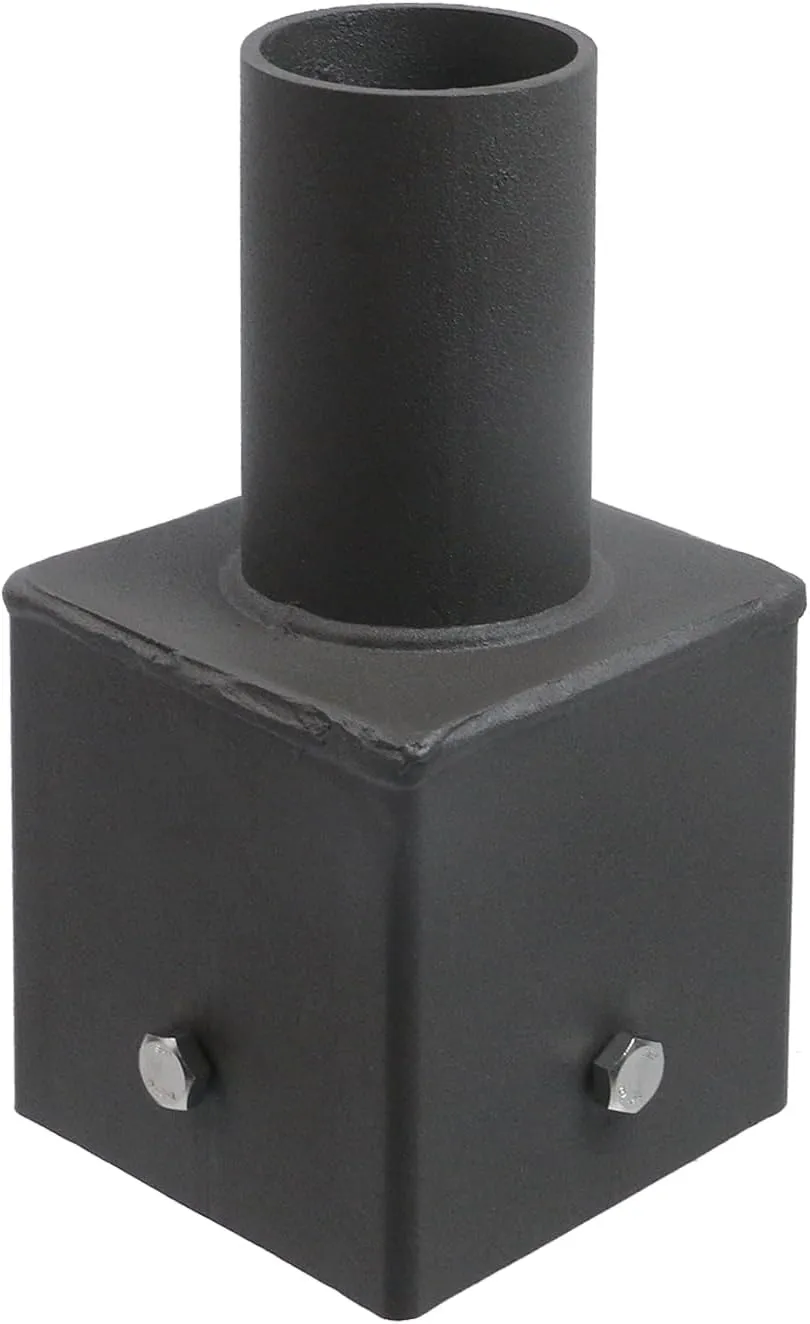 Geesatis 1Pcs Square Tenon Adapter,2-3/8" Light Pole Tenon Adapter,I.D 4” Metal Square Slip Fitter Adapter for Outdoor Lighting Street Light Parking Lot Light
