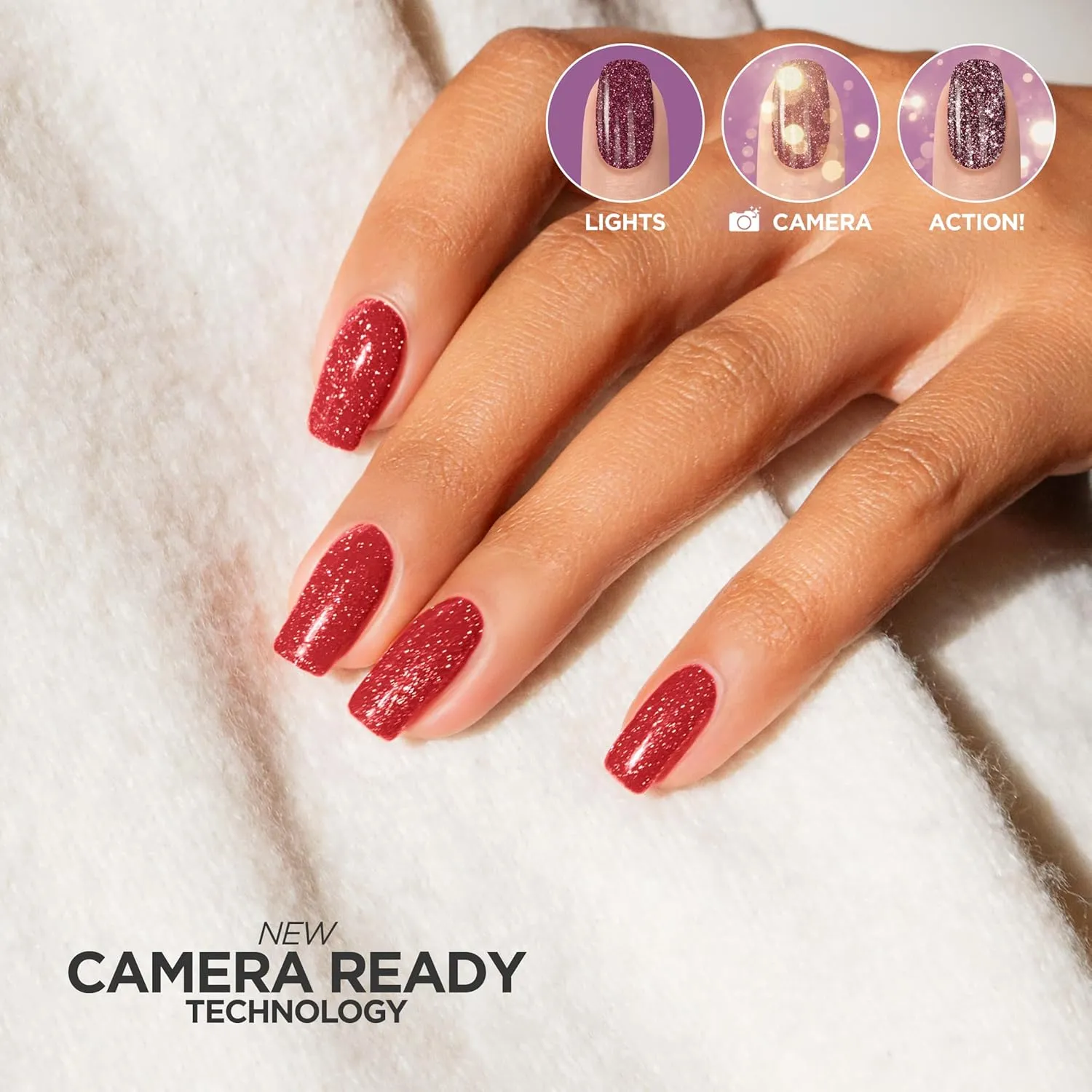 Gelish Flash Glam Glitter Gel Polish - Sparkling Flash-Activated Glitter, Long-Lasting, High-Shine, No Chip Professional Polish (Hold The Camera, 15mL)