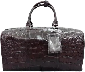 Genuine alligator crocodile leather skin Travel Duffels bags, overnight bags, gym bag, sport dufel bags (Brown)