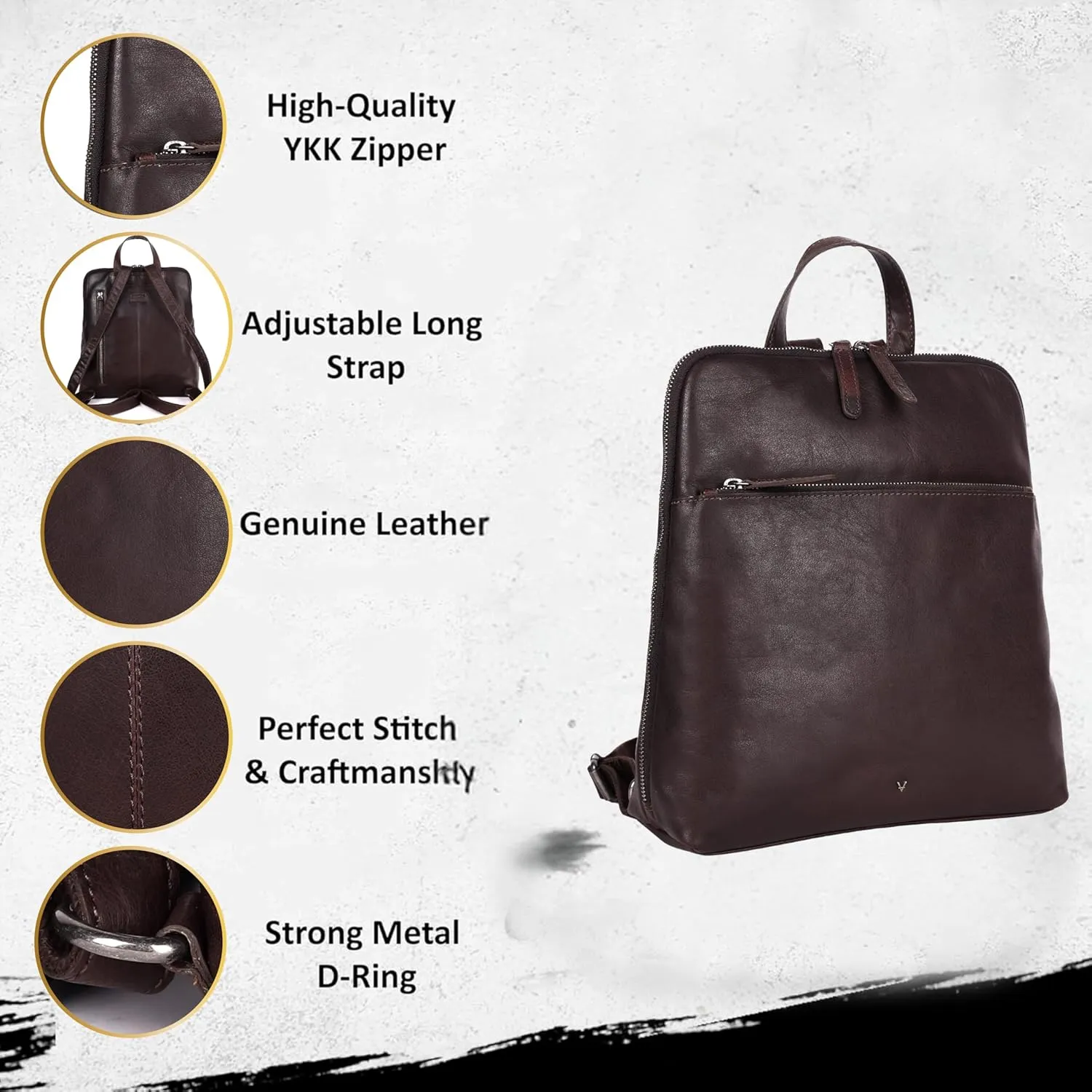Genuine Leather Backpack for Women - 12.5 Inch with Adjustable Shoulder Strap - Stylish and Durable (Chestnut)