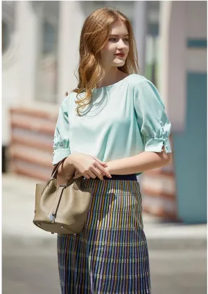 Genuine Leather Bucket Bag for Women, Lock Design Handbags Vegetable Basket, Shoulder Handbag Satchel Purses
