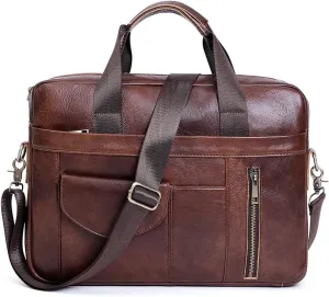 Genuine Leather Business Briefcase Laptop Handbag, Crossbody, Premium Quality, Spacious Design, Versatile Carrying Options