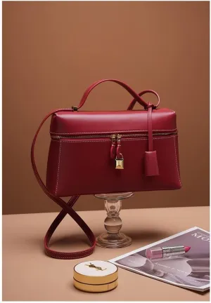 Genuine Leather Crossbody Bag for Women, Pouch Top-Handle Square Box Bag, Shoulder Bag Purses