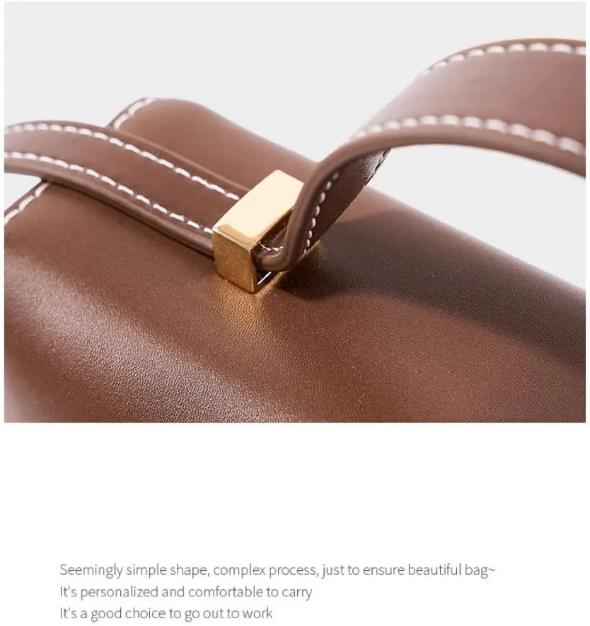 Genuine Leather Crossbody Bag for Women, Pouch Top-Handle Square Box Bag, Shoulder Bag Purses