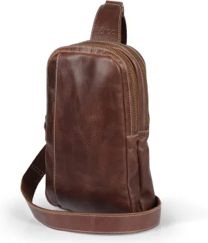 Genuine Leather Crossbody Bag with Adjustable Shoulder Strap - Unisex