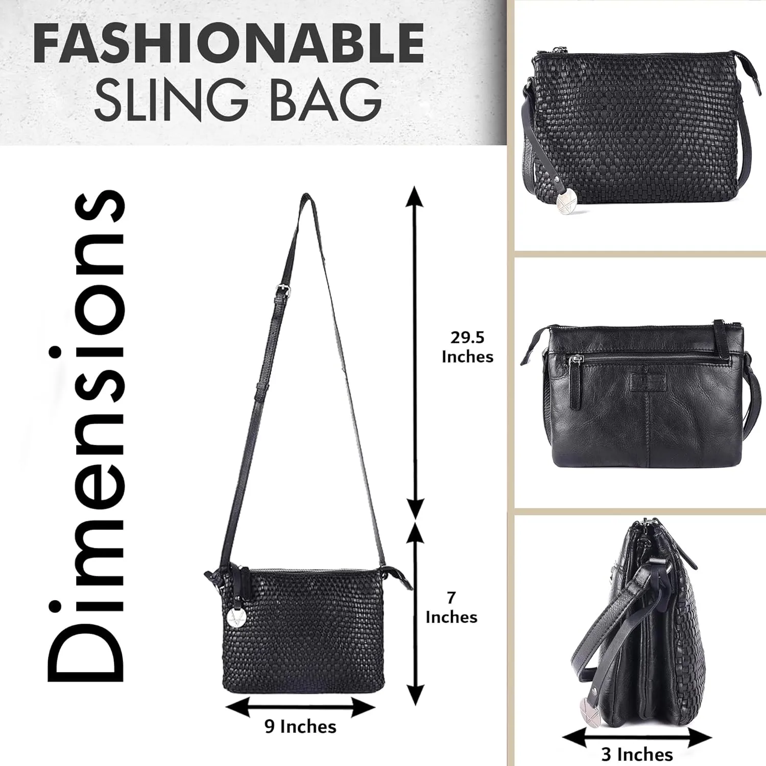 Genuine Leather Crossbody Sling Bag for Women - Trendy Casual Office Bag with Adjustable Strap
