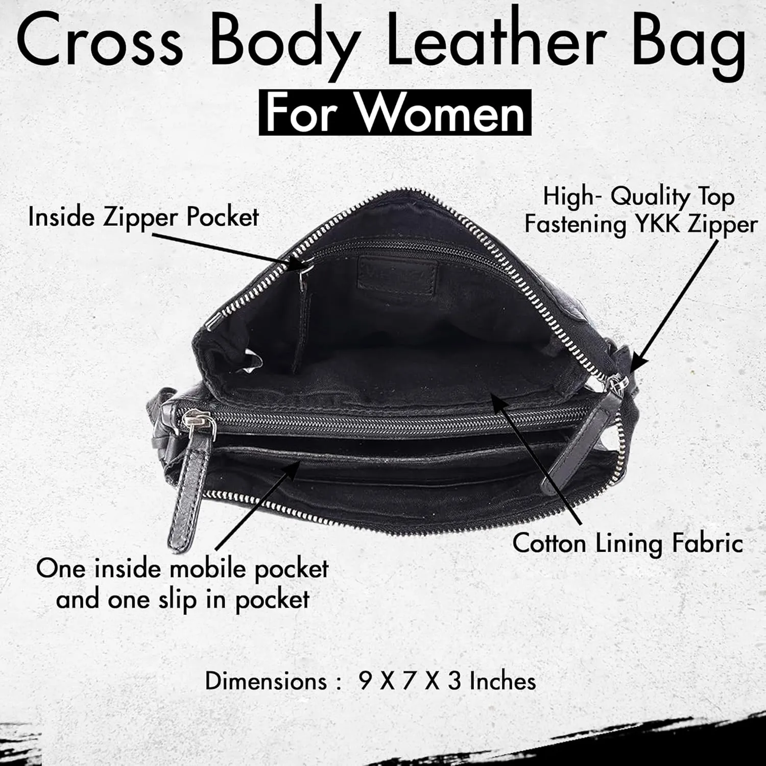 Genuine Leather Crossbody Sling Bag for Women - Trendy Casual Office Bag with Adjustable Strap
