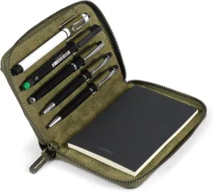 Genuine Leather Padfolio – Portfolio Folder with Pencil Holder, Notepad & Zipper Closure for Business, Office & Travel