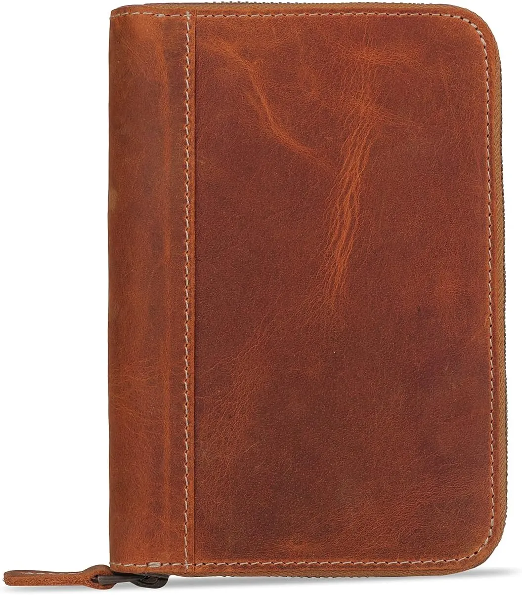 Genuine Leather Padfolio – Portfolio Folder with Pencil Holder, Notepad & Zipper Closure for Business, Office & Travel