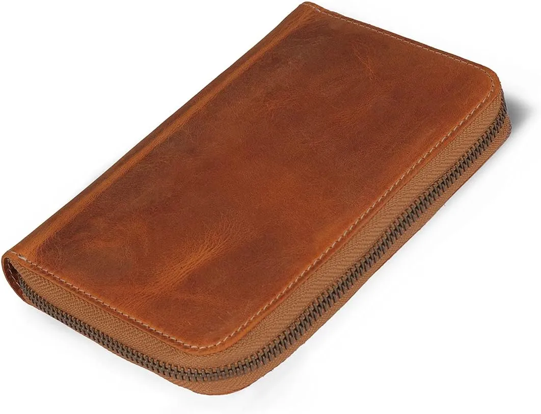 Genuine Leather Padfolio – Portfolio Folder with Pencil Holder, Notepad & Zipper Closure for Business, Office & Travel