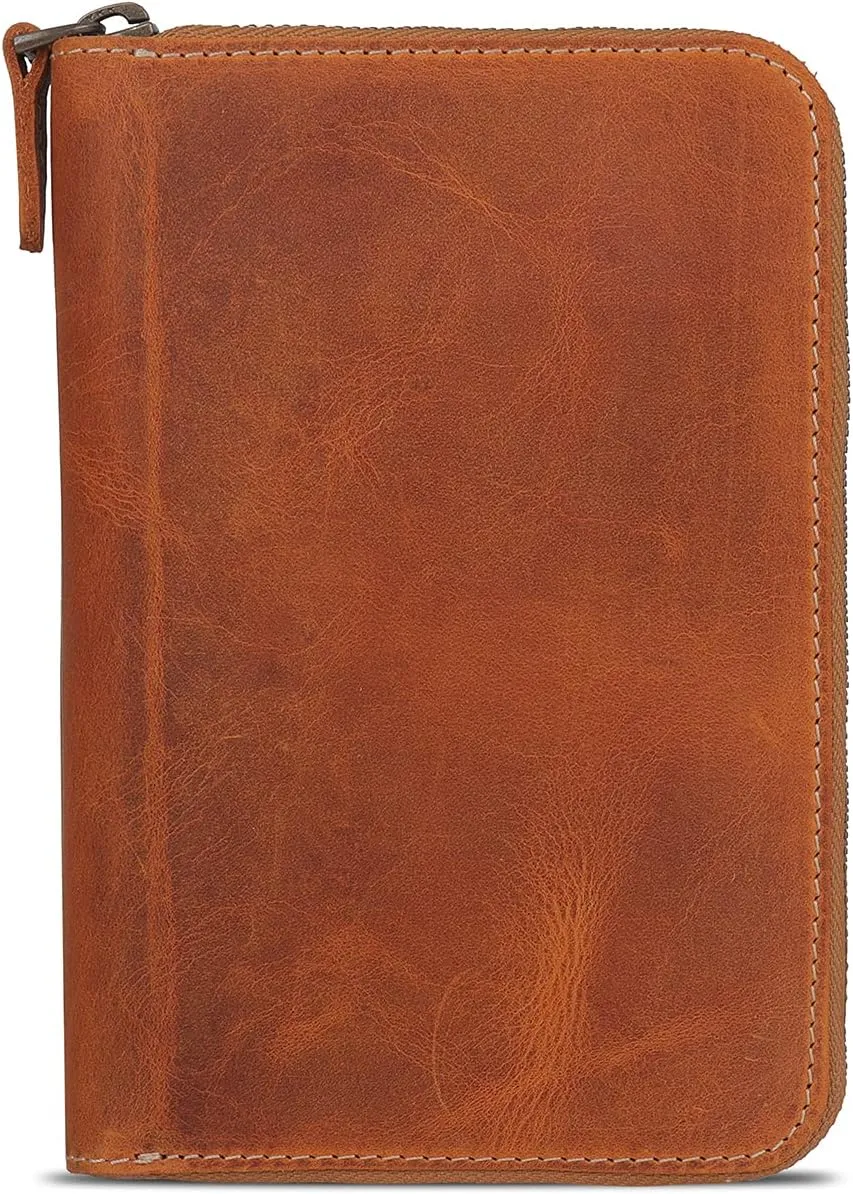 Genuine Leather Padfolio – Portfolio Folder with Pencil Holder, Notepad & Zipper Closure for Business, Office & Travel