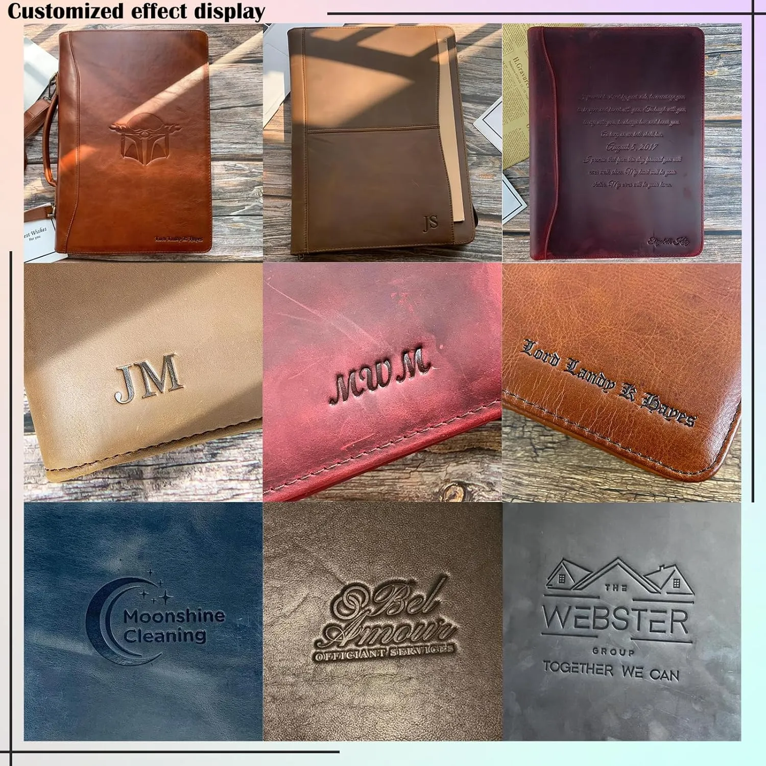 Genuine Leather Portfolio, Padfolio Organizer with Handle, Personalized Padfolio，Padfolio with Zipper for Men Women，Suitable for 15-inch Laptop Legal Pad Padfolio, Dark Brown