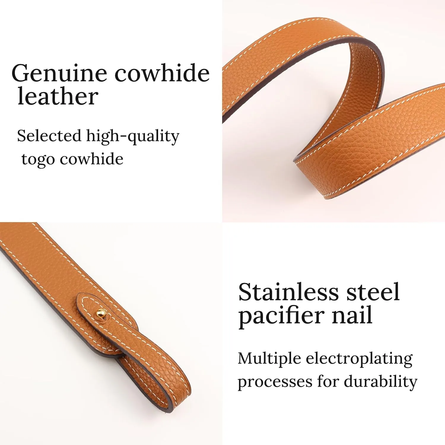 Genuine Leather Purse Strap for Picotin/Lindy/Evelyne Bags Togo Leather Shoulder Straps Replacement for Handbag