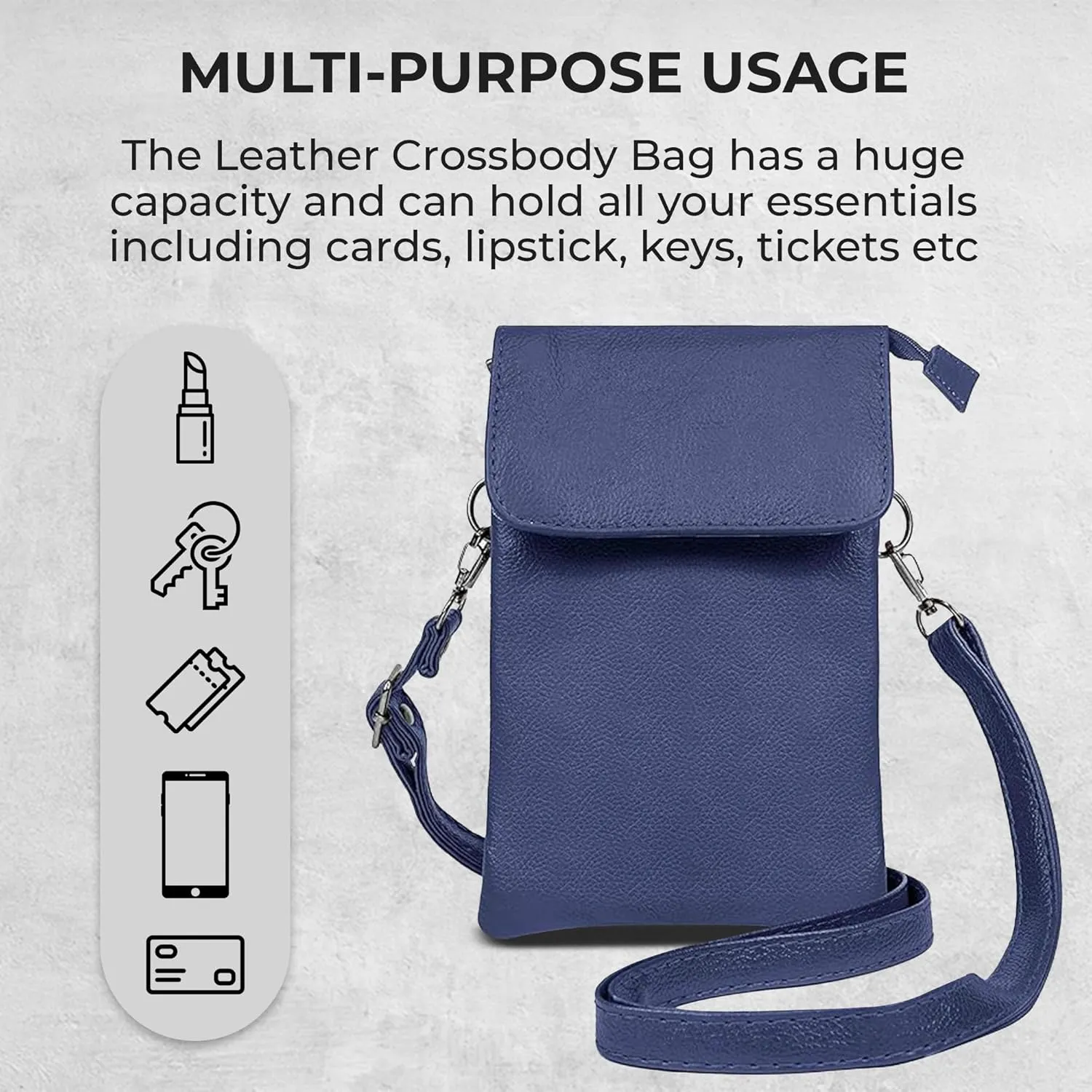 Genuine Leather Small Crossbody Phone Purse for women – Lightweight, Stylish,Durable and Spacious with Adjustable Strap