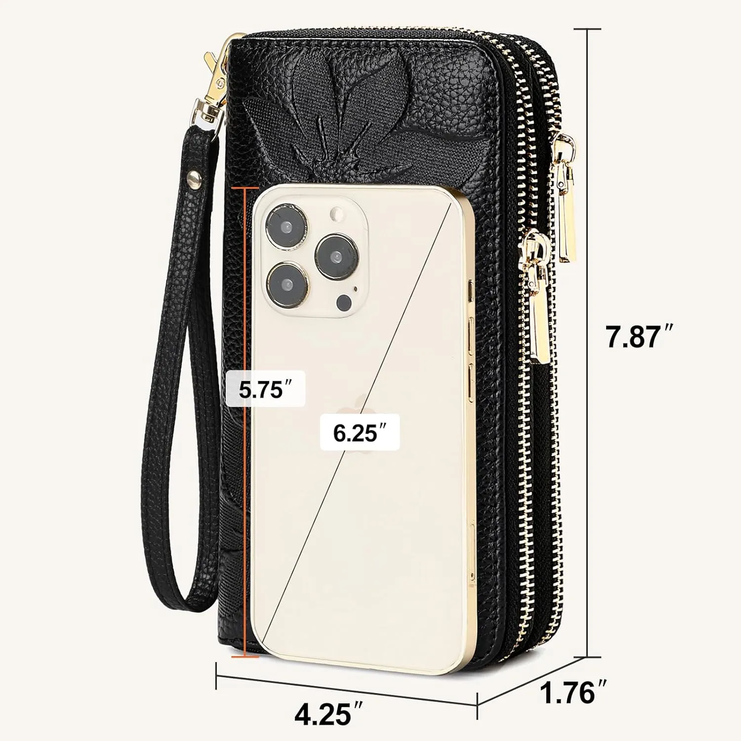 Genuine Leather Wallet for Women,Large Capacity Credit Card Holder Wallet with RFID Blocking,Dual Zipper Phone Purse