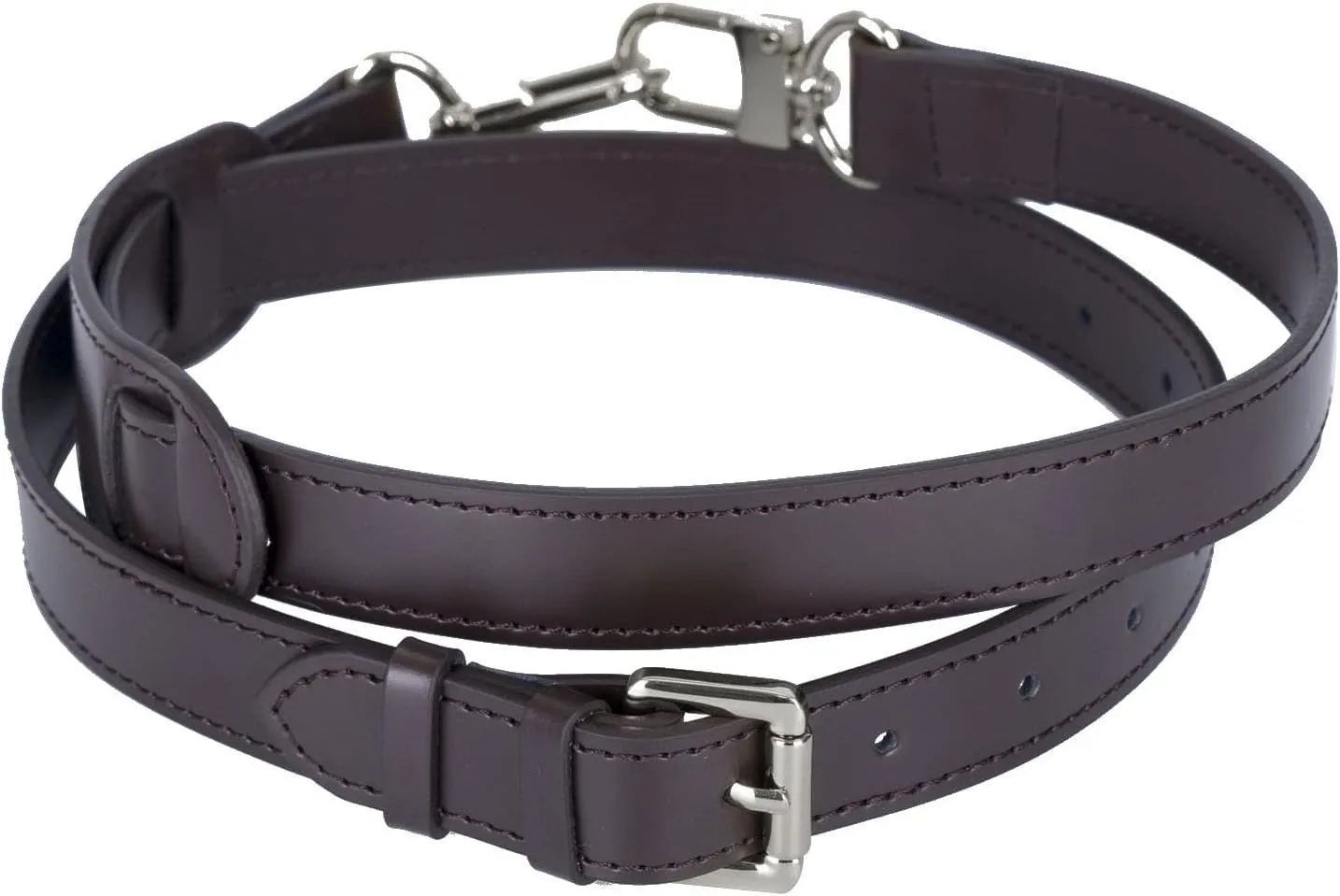 Genuine Vachetta Leather Crossbody Replacement Straps for Purses Shoulder Bags (1"W Coffee-Silver Locks)
