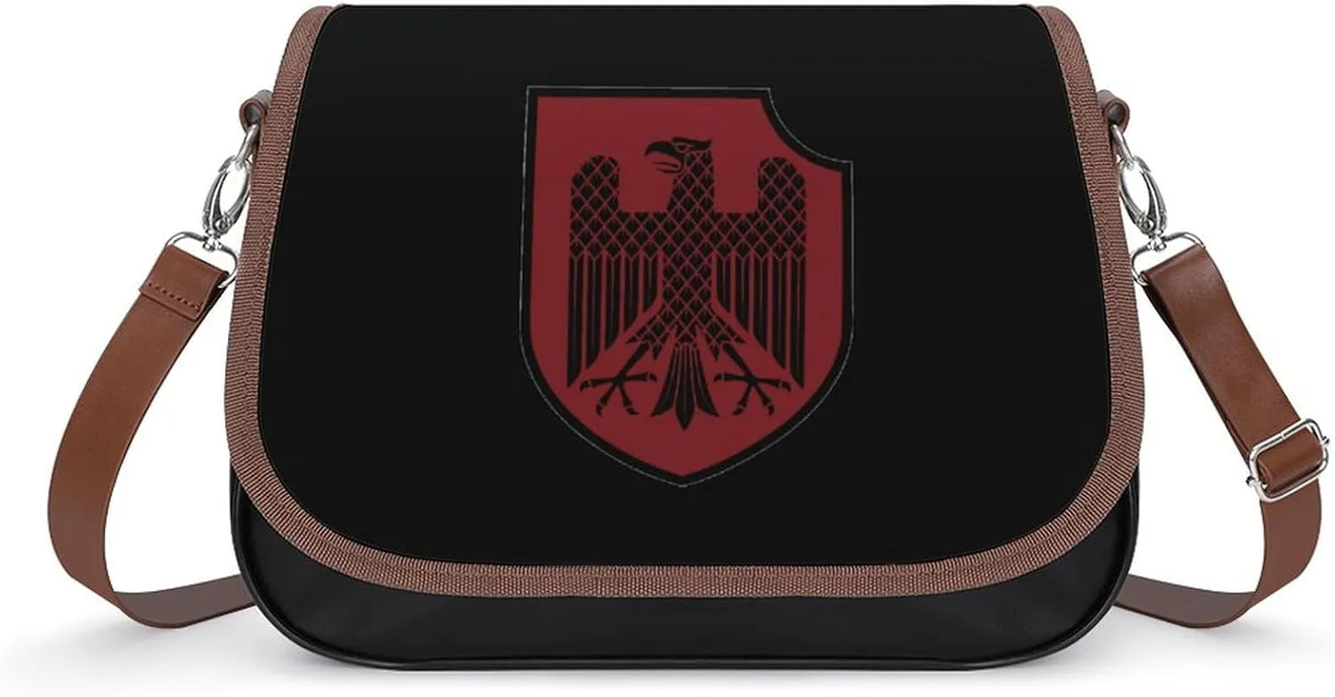 German Knight Heraldic Shield Crossbody Bag Anti-Theft Side Shoulder Bags Adjustable Leather Messenger Bag Unisex