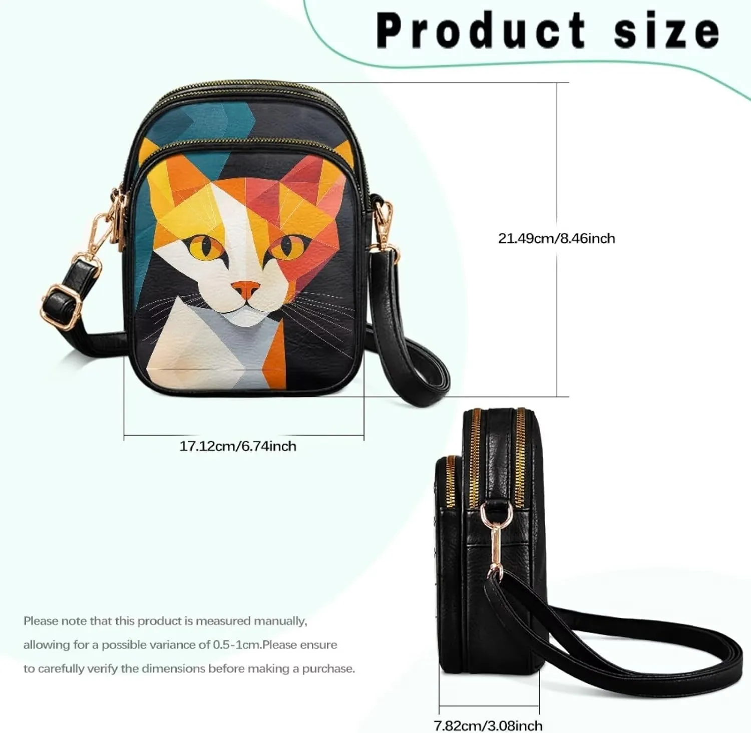 GIFTPUZZ Abstract Art Crossbody Purses for Women Adjustable Crossbody Bag with Zipper Closure and Soft Leather Fabric